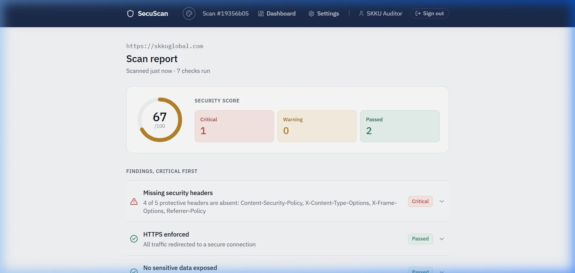 SecuScan screen 3